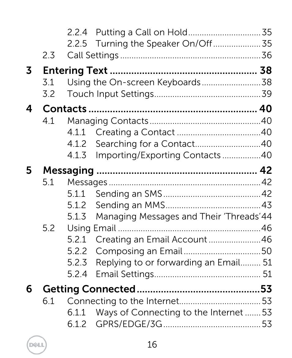 Dell XCD35 Smartphone User Manual | Page 16 / 96