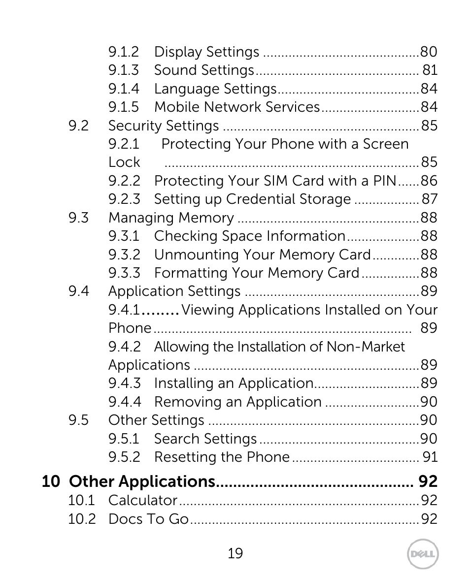 Dell XCD35 Smartphone User Manual | Page 19 / 96