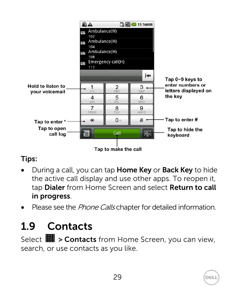 9 contacts | Dell XCD35 Smartphone User Manual | Page 29 / 96