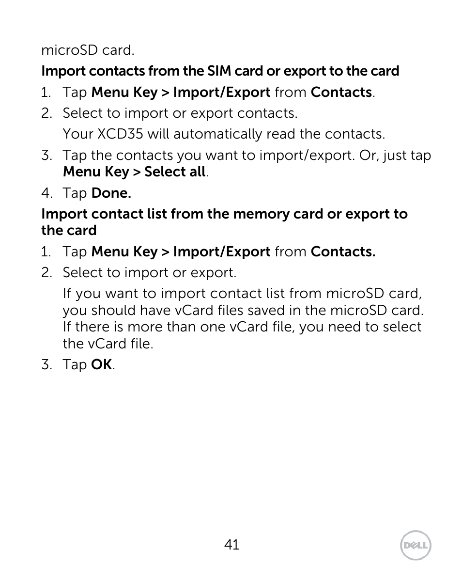 Dell XCD35 Smartphone User Manual | Page 41 / 96