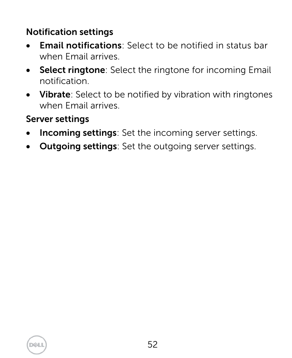 Dell XCD35 Smartphone User Manual | Page 52 / 96