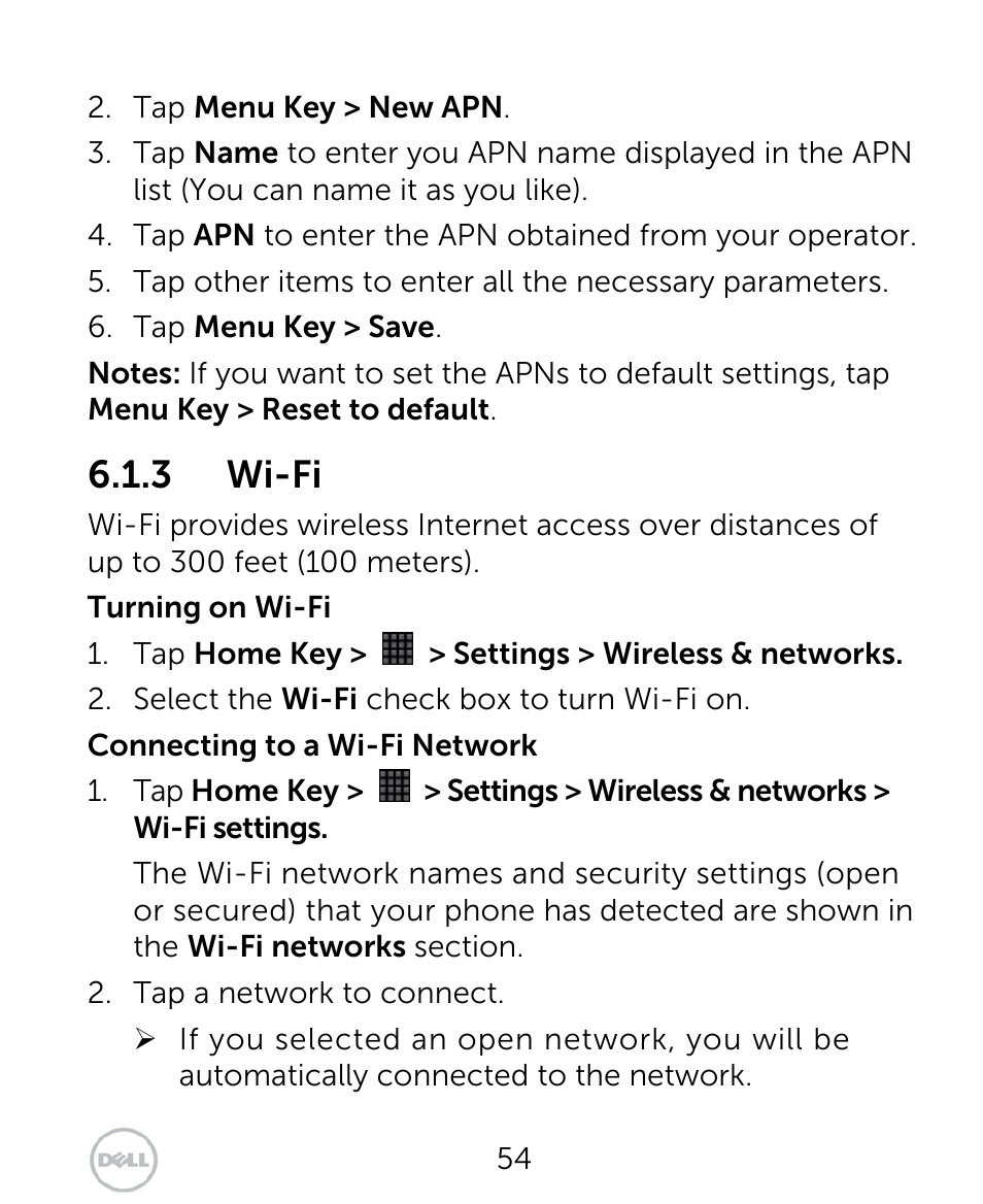 3 wi-fi | Dell XCD35 Smartphone User Manual | Page 54 / 96