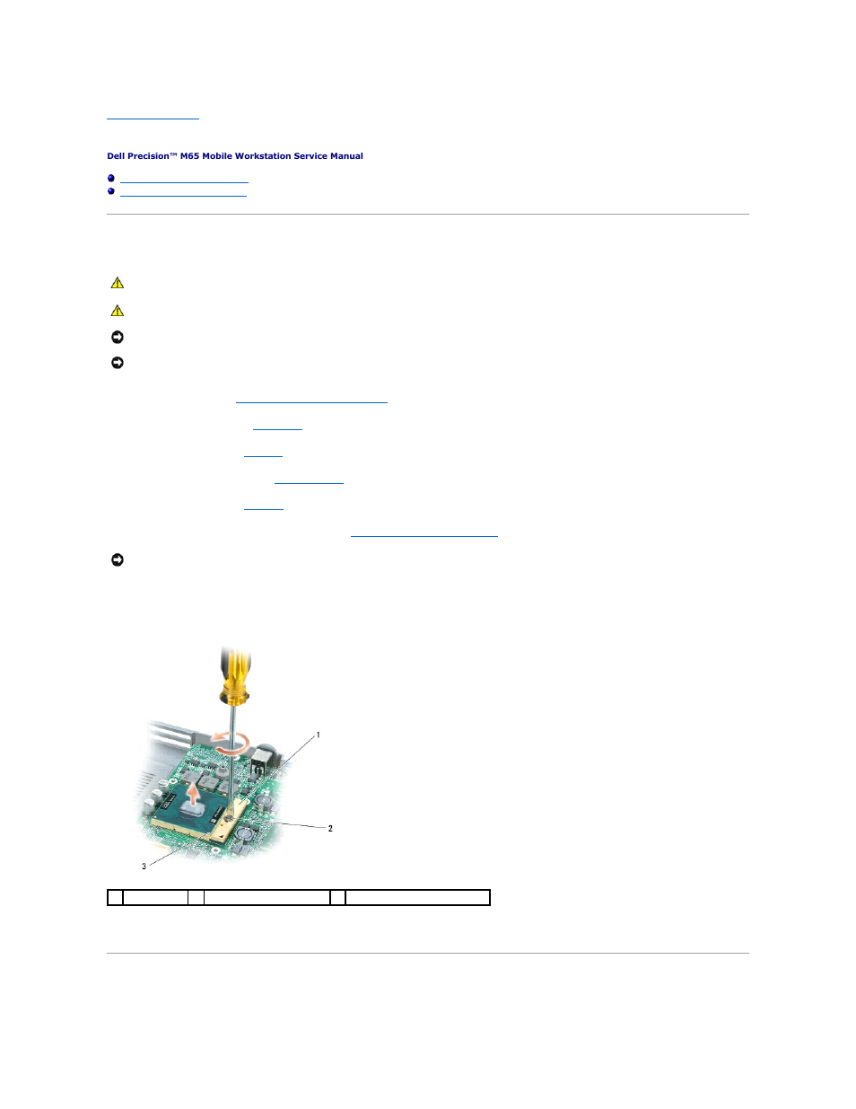 Processor module, Removing the processor module, Installing the processor module | Dell Precision M65 User Manual | Page 10 / 39