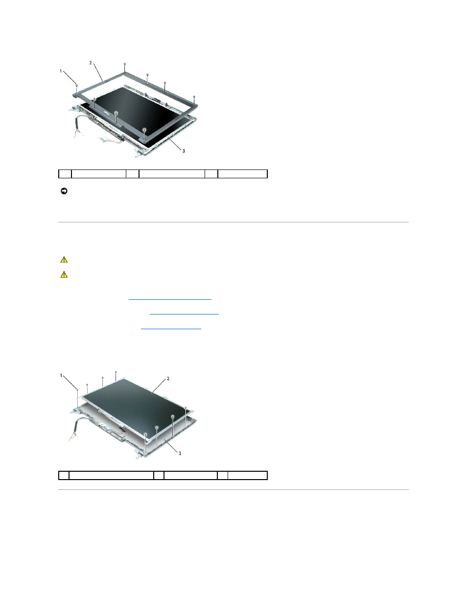 Removing the display panel, Installing the display panel | Dell Precision M65 User Manual | Page 15 / 39