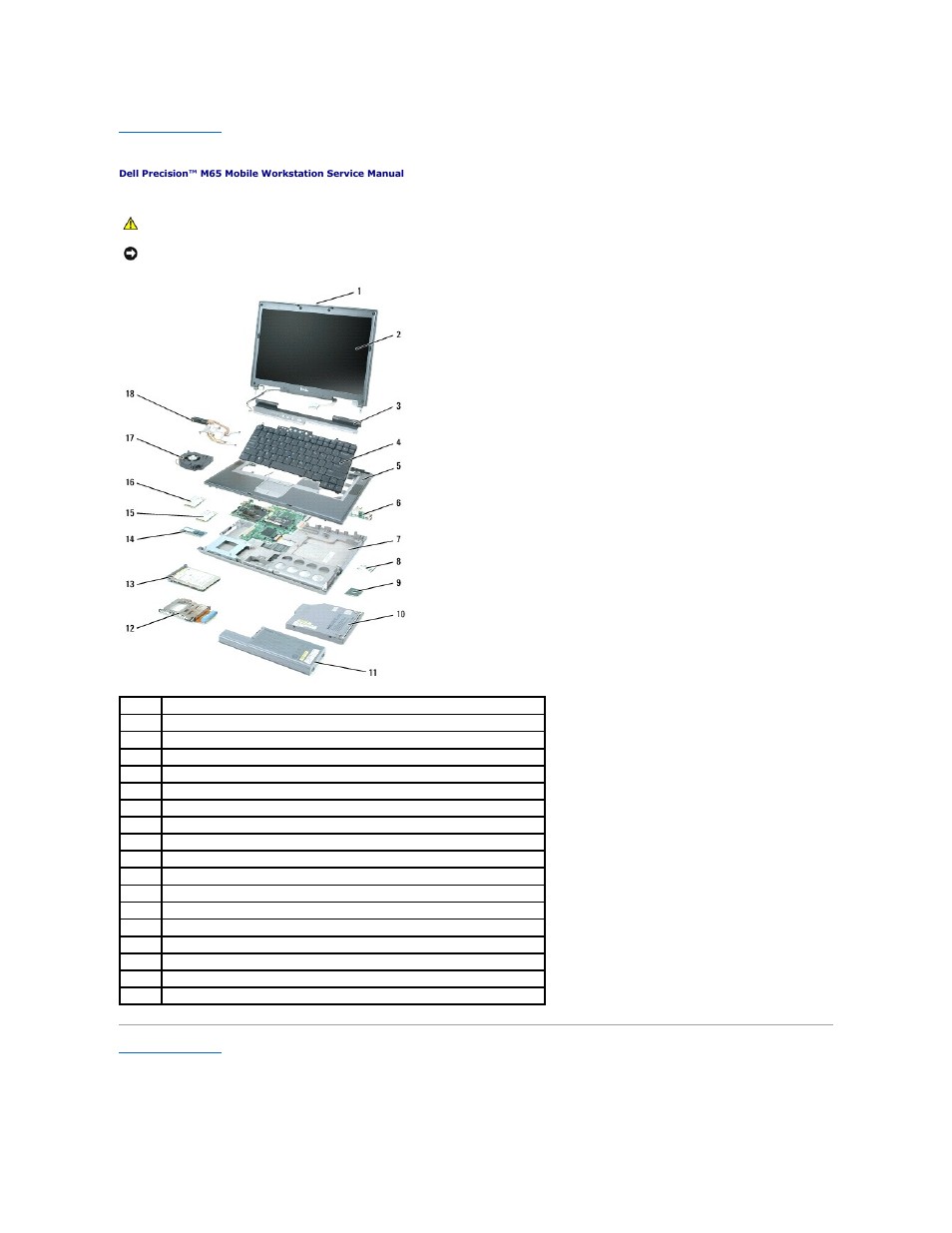 System components | Dell Precision M65 User Manual | Page 9 / 39