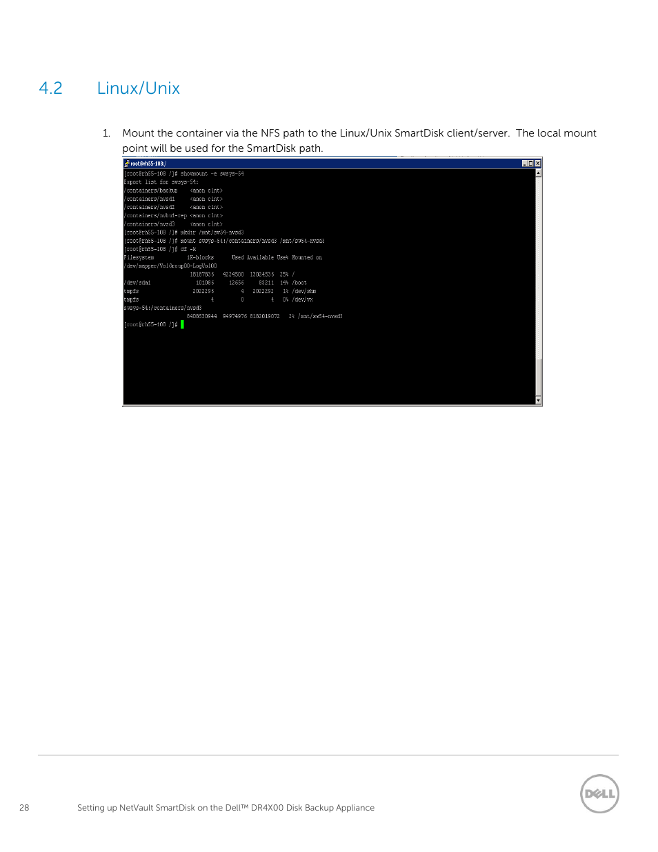 Linux/unix, 2 linux/unix | Dell PowerVault DR2000v User Manual | Page 28 / 37