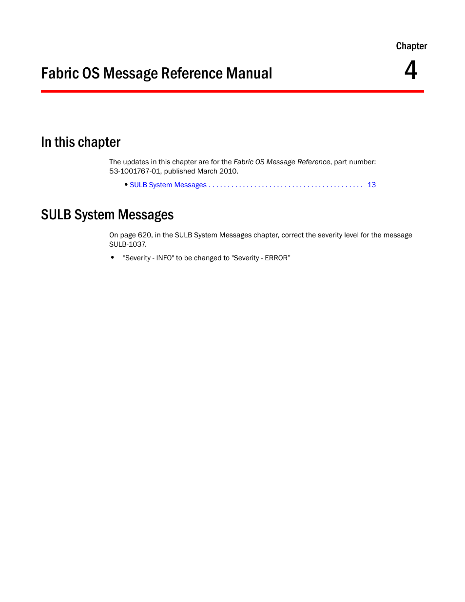 Fabric os message reference manual, In this chapter, Sulb system messages | Chapter 4 | Dell POWEREDGE M1000E User Manual | Page 19 / 26