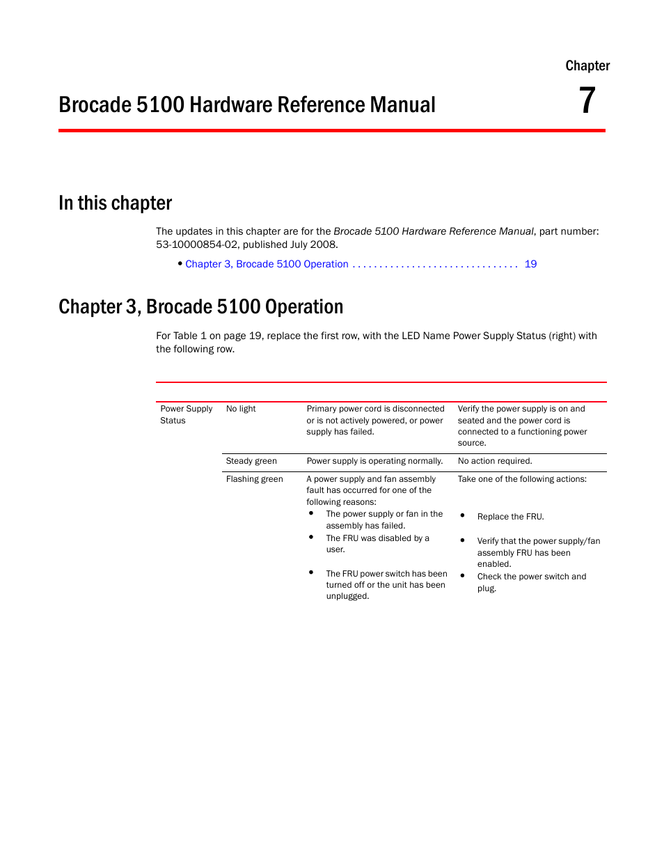 Brocade 5100 hardware reference manual, In this chapter, Chapter 3, brocade 5100 operation | Chapter 7, Chapter | Dell POWEREDGE M1000E User Manual | Page 25 / 26