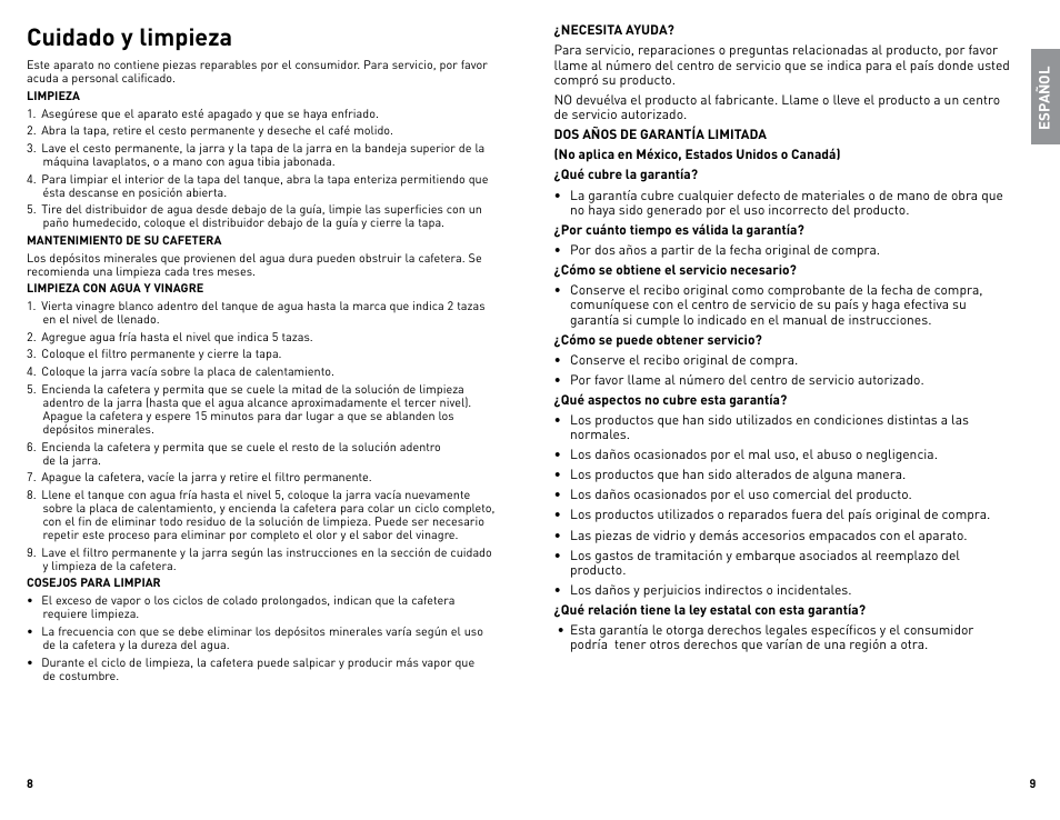 Cuidado y limpieza | Black & Decker DCM680BF User Manual | Page 5 / 13
