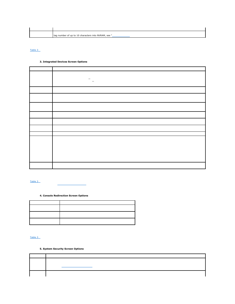 Integrated devices screen, Console redirection screen, System security screen | Dell PowerEdge 1750 User Manual | Page 17 / 33