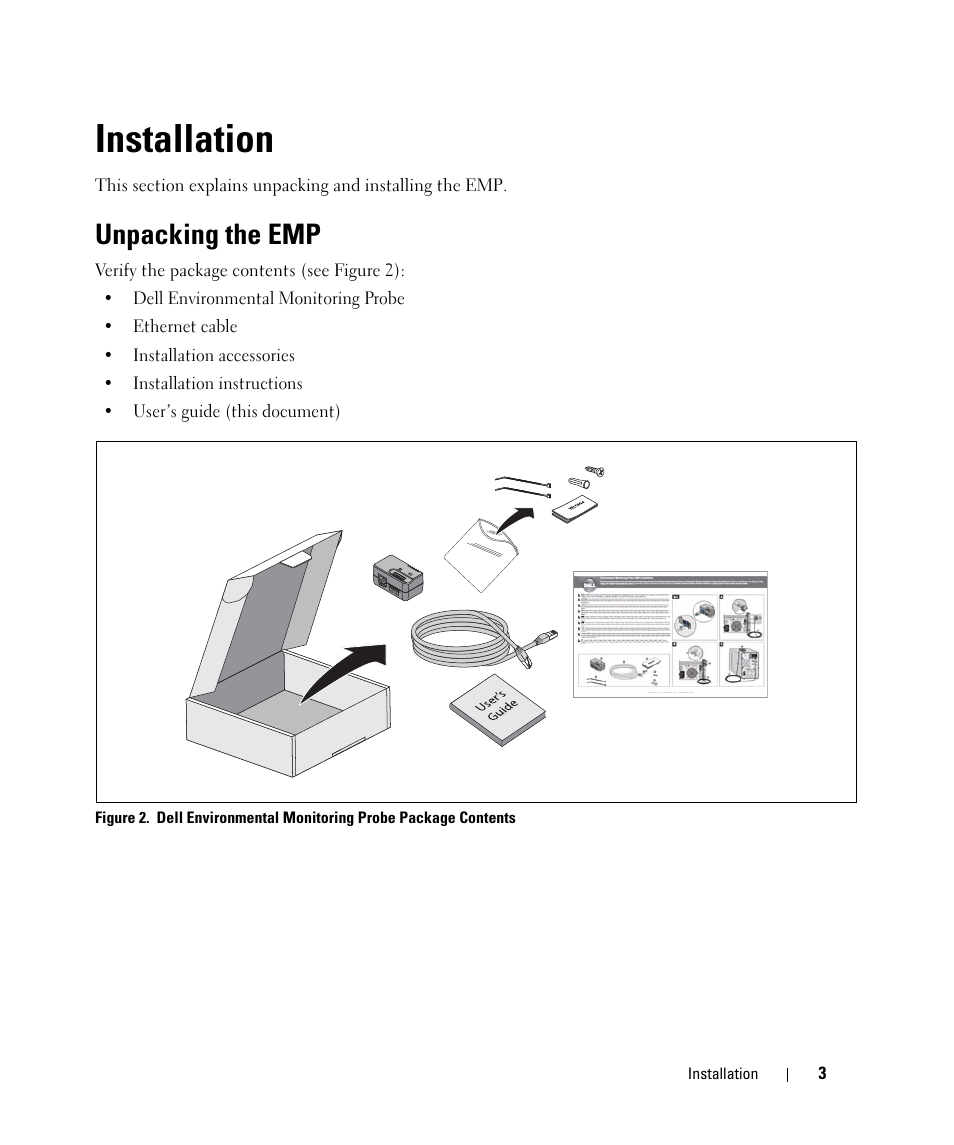 Installation, Unpacking the emp | Dell UPS 3750R User Manual | Page 9 / 20