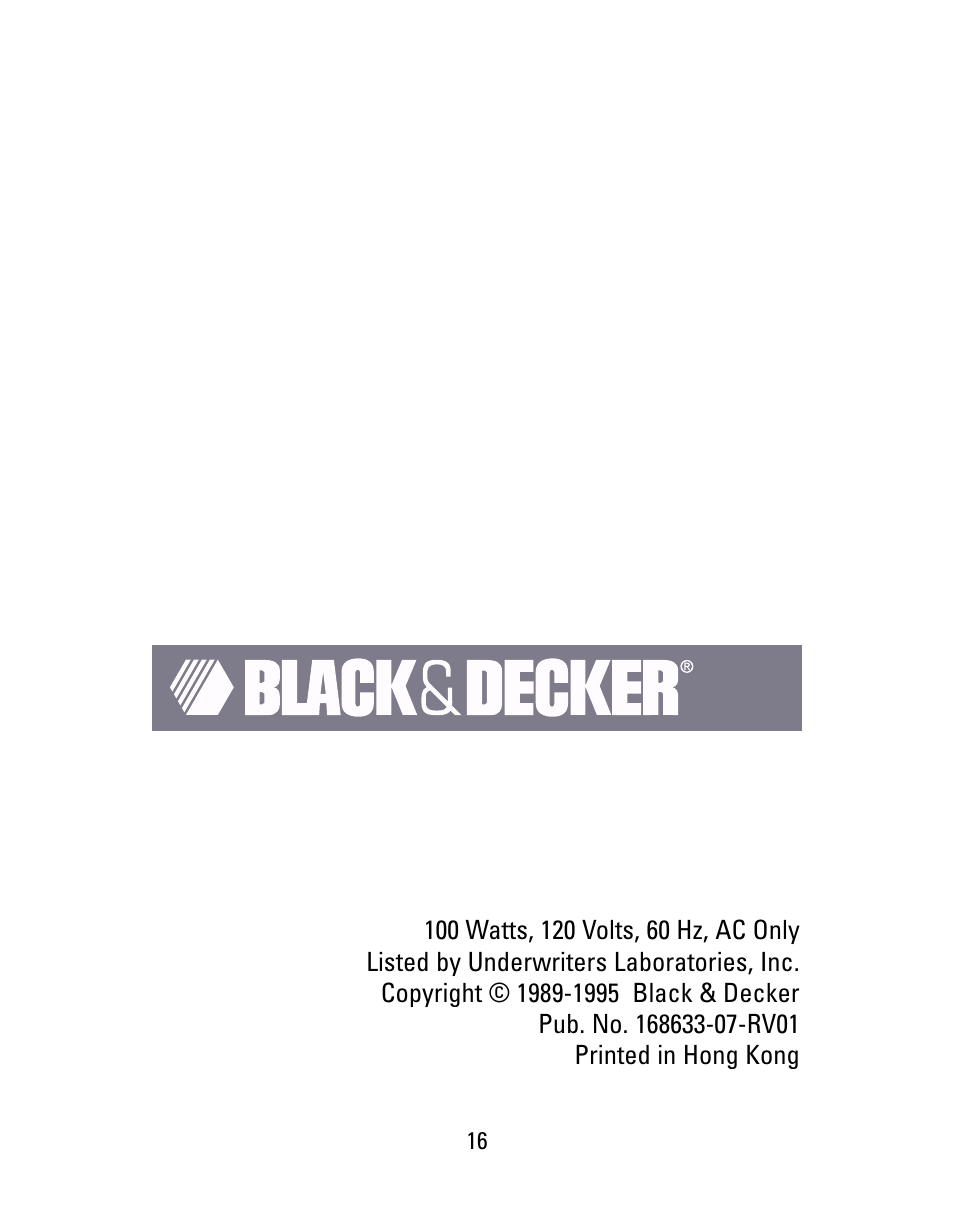 Black & Decker M22S User Manual | Page 16 / 16