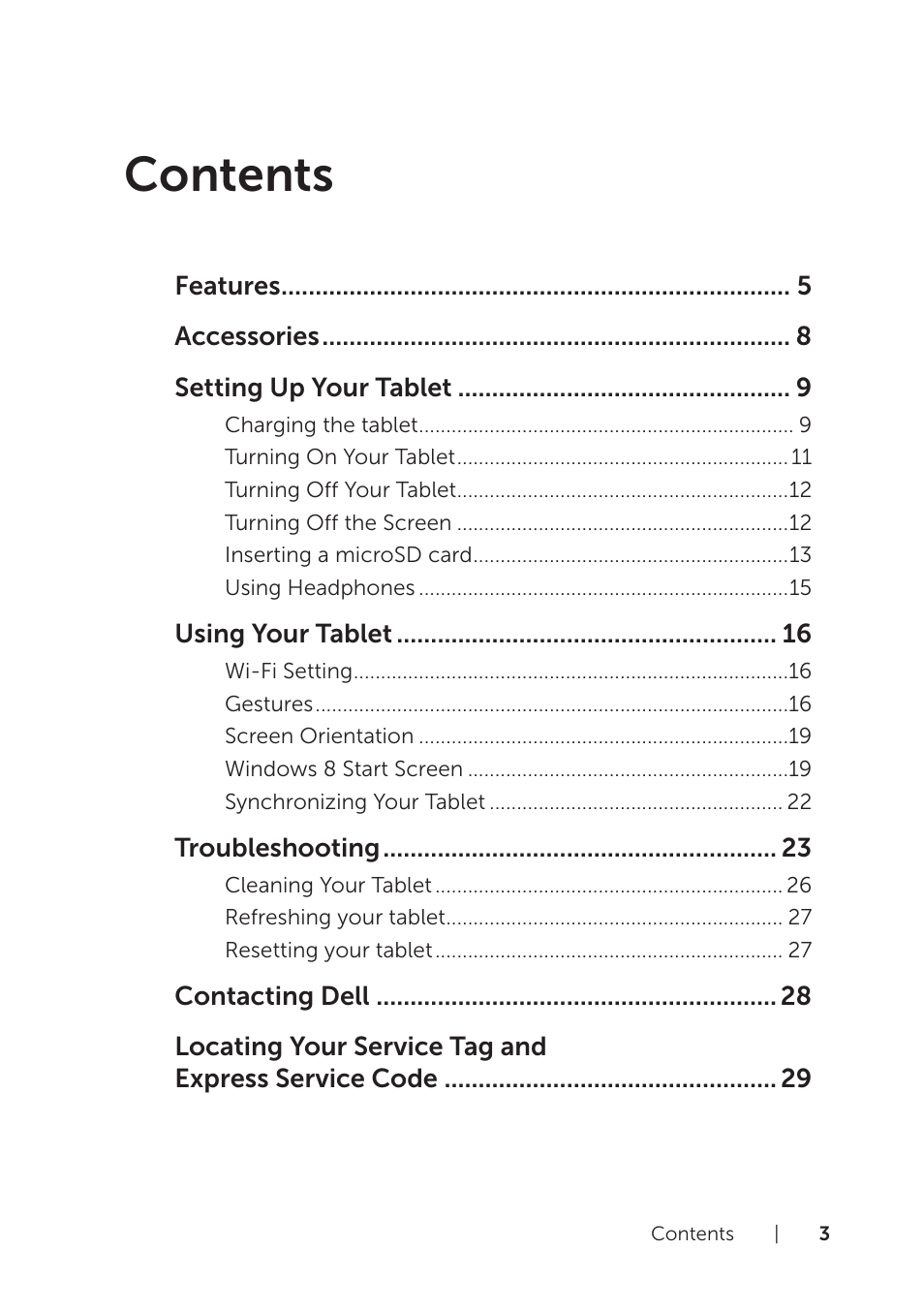 Dell Venue 8 Pro User Manual | Page 3 / 36