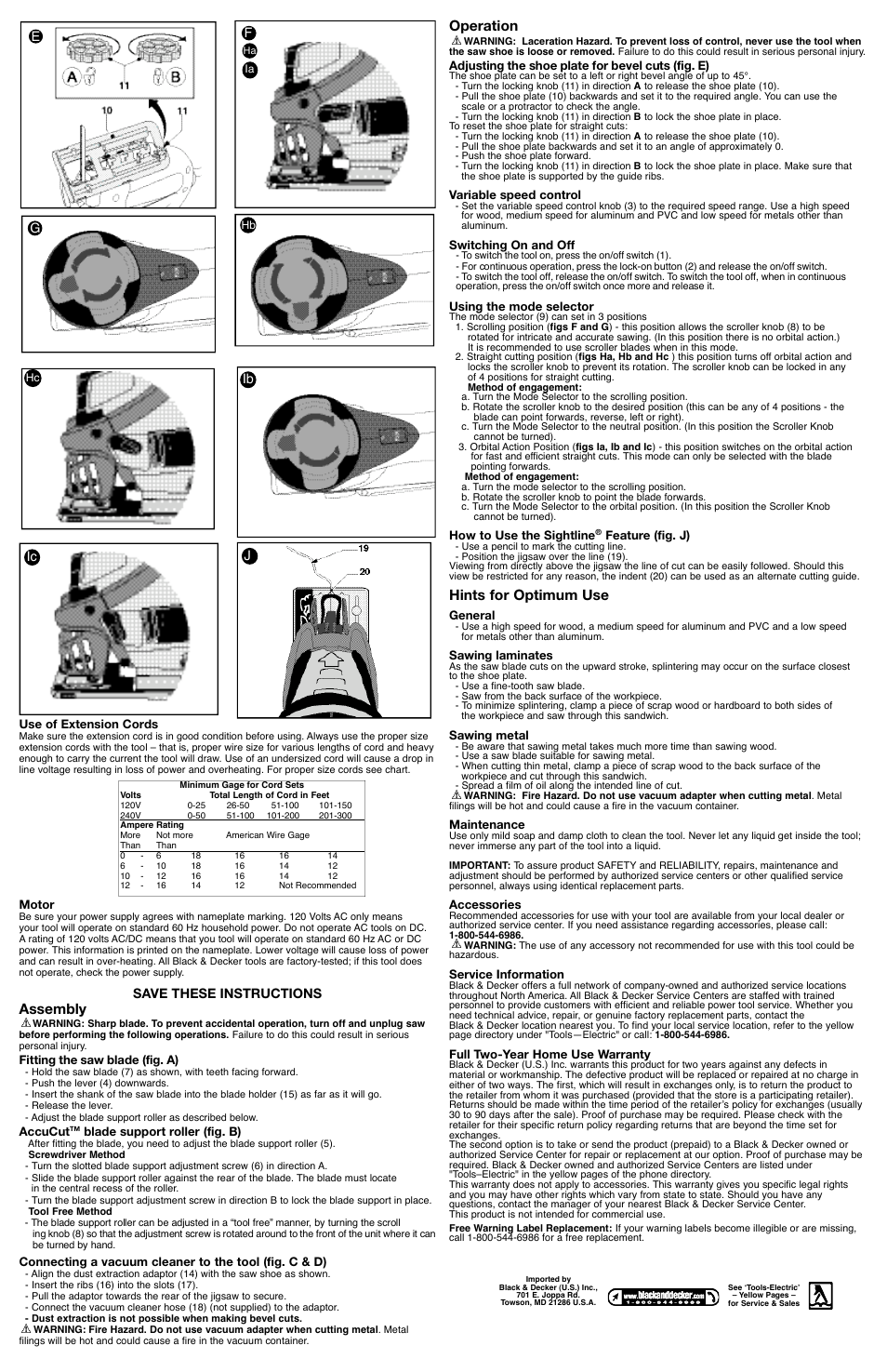 Operation, Hints for optimum use, Assembly | Save these instructions | Black & Decker Fire Storm 587384-01 User Manual | Page 2 / 5