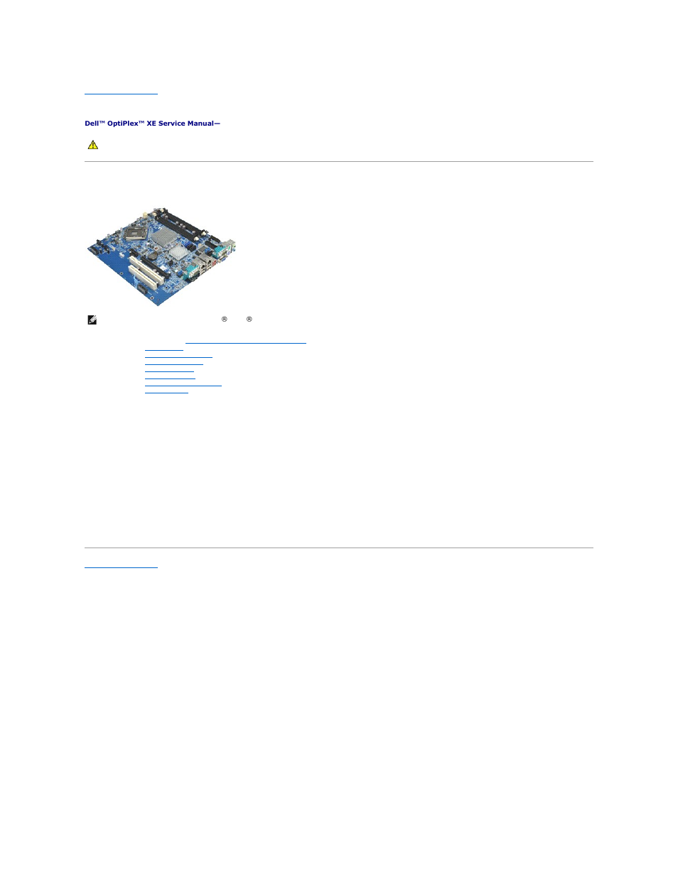 System board, Removing the system board, Replacing the system board | Dell OptiPlex XE (Early 2010) User Manual | Page 38 / 42