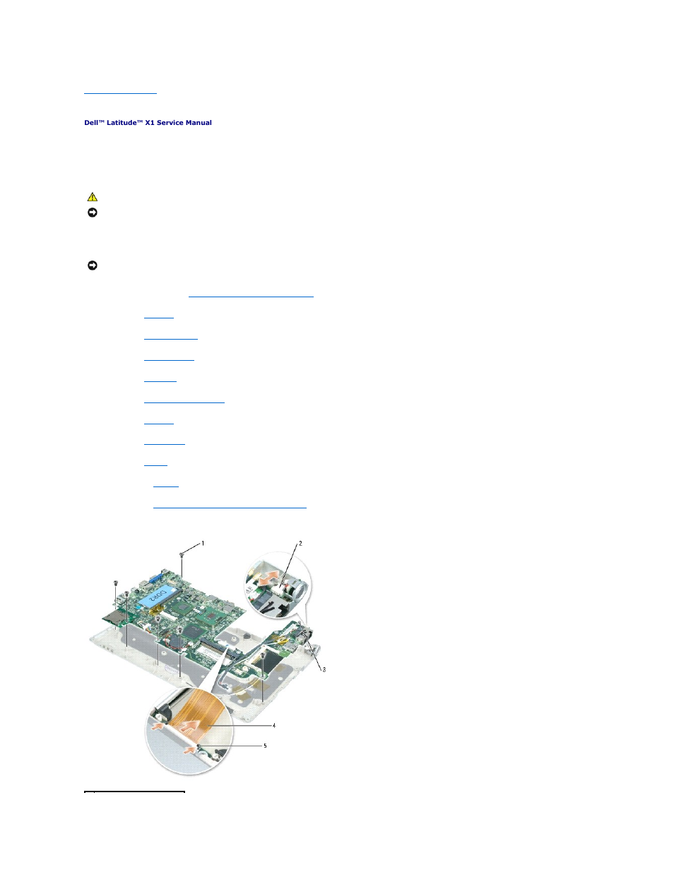 System board, Removing the system board | Dell Latitude X1 User Manual | Page 31 / 38