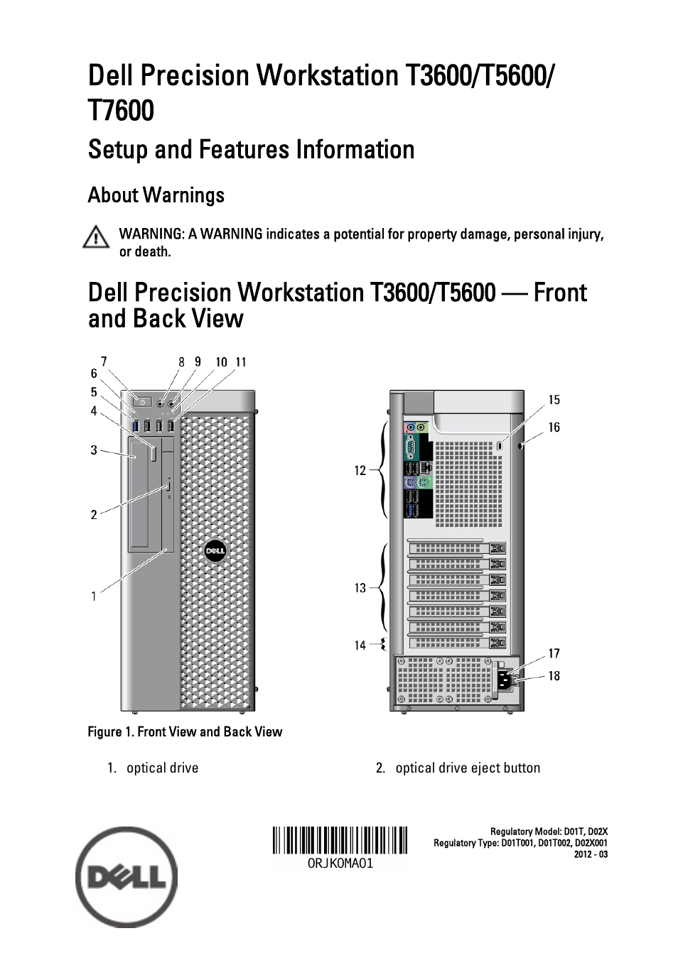 Dell Precision T7600 (Mid 2012) User Manual | 8 pages