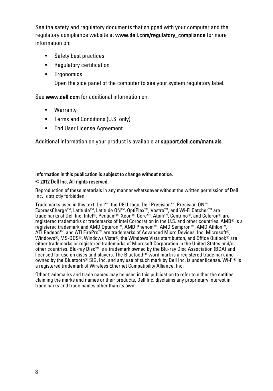 Dell Precision T7600 (Mid 2012) User Manual | Page 8 / 8