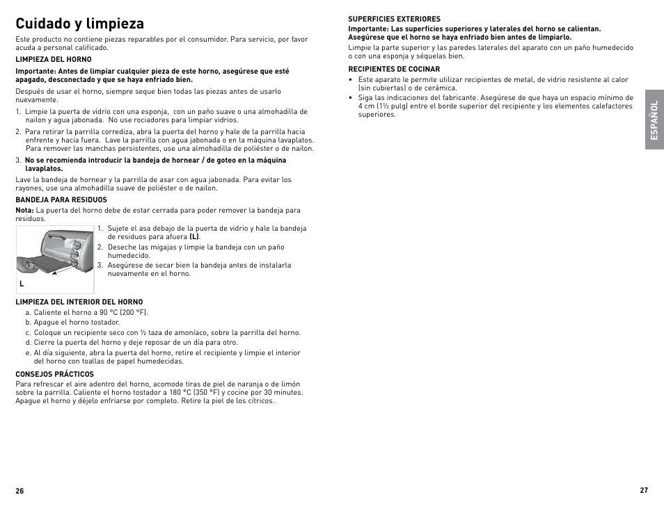 Cuidado y limpieza | Black & Decker TRO490W User Manual | Page 14 / 19