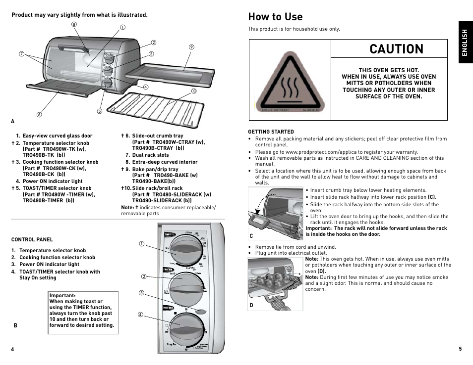 Caution, How to use | Black & Decker TRO490W User Manual | Page 3 / 19