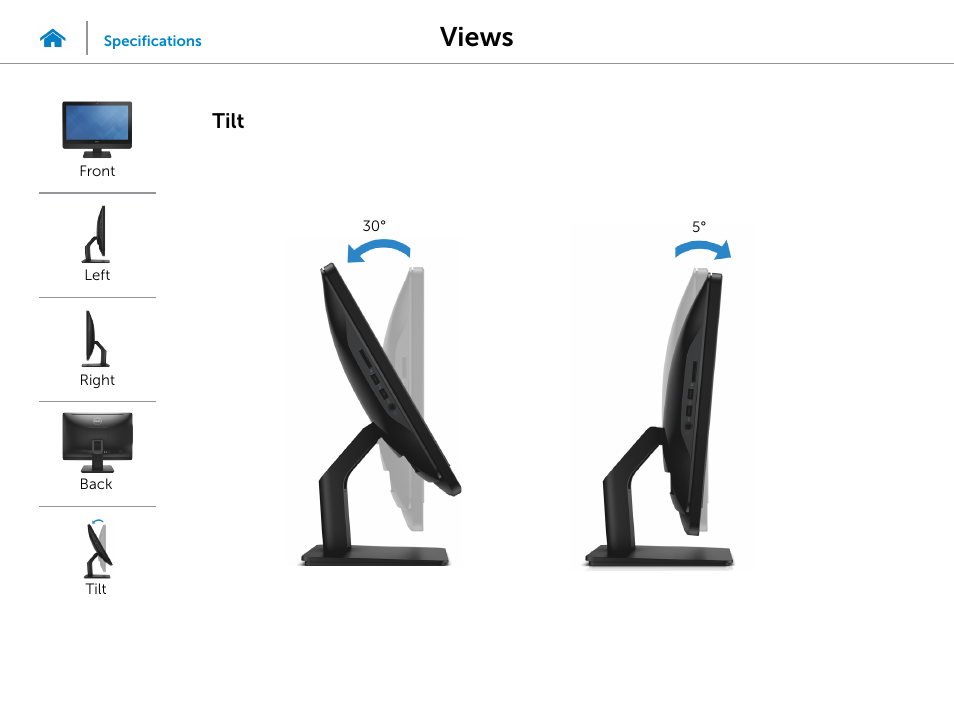 Tilt, Views | Dell Inspiron 20 (3045, Early 2014) User Manual | Page 6 / 20