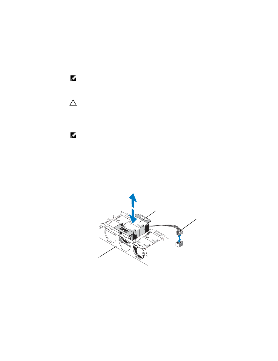 Removing a cooling fan, 2 open the system. see "opening the system, Figure 3-14. removing and replacing a fan | Dell POWEREDGE R610 User Manual | Page 105 / 184