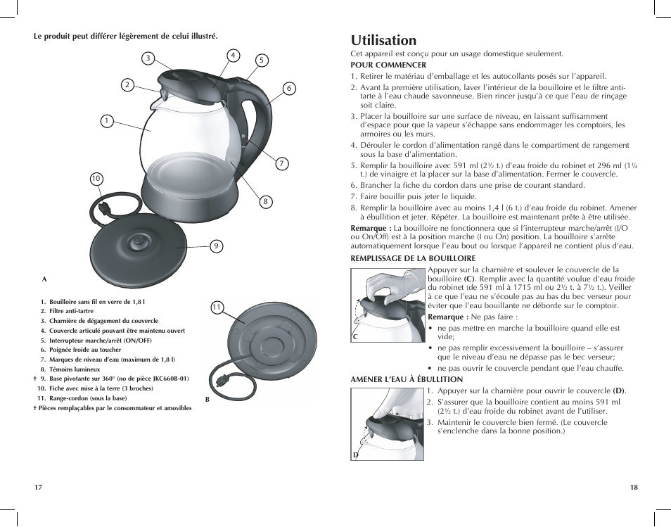 Utilisation | Black & Decker JKC660BC User Manual | Page 10 / 15