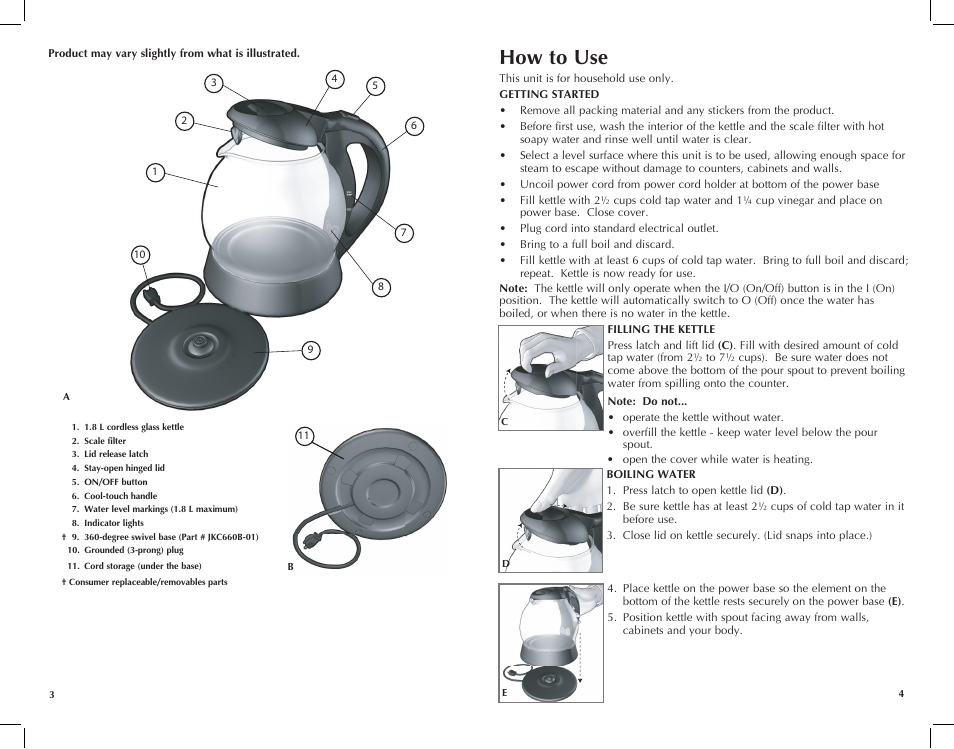 How to use | Black & Decker JKC660BC User Manual | Page 3 / 15