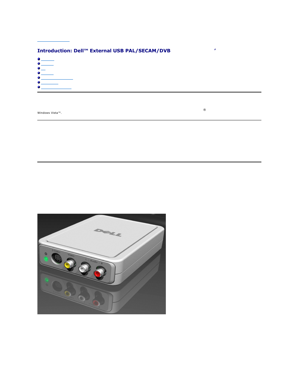 Overview, Features | Dell TV Tuner RDVBT User Manual | Page 2 / 12