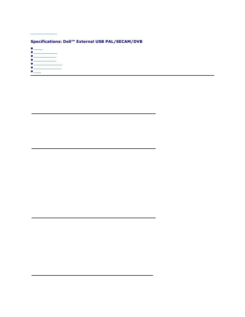 General, Rf(tv) specifications, Video specifications | Audio specifications, Mechanical specifications | Dell TV Tuner RDVBT User Manual | Page 9 / 12