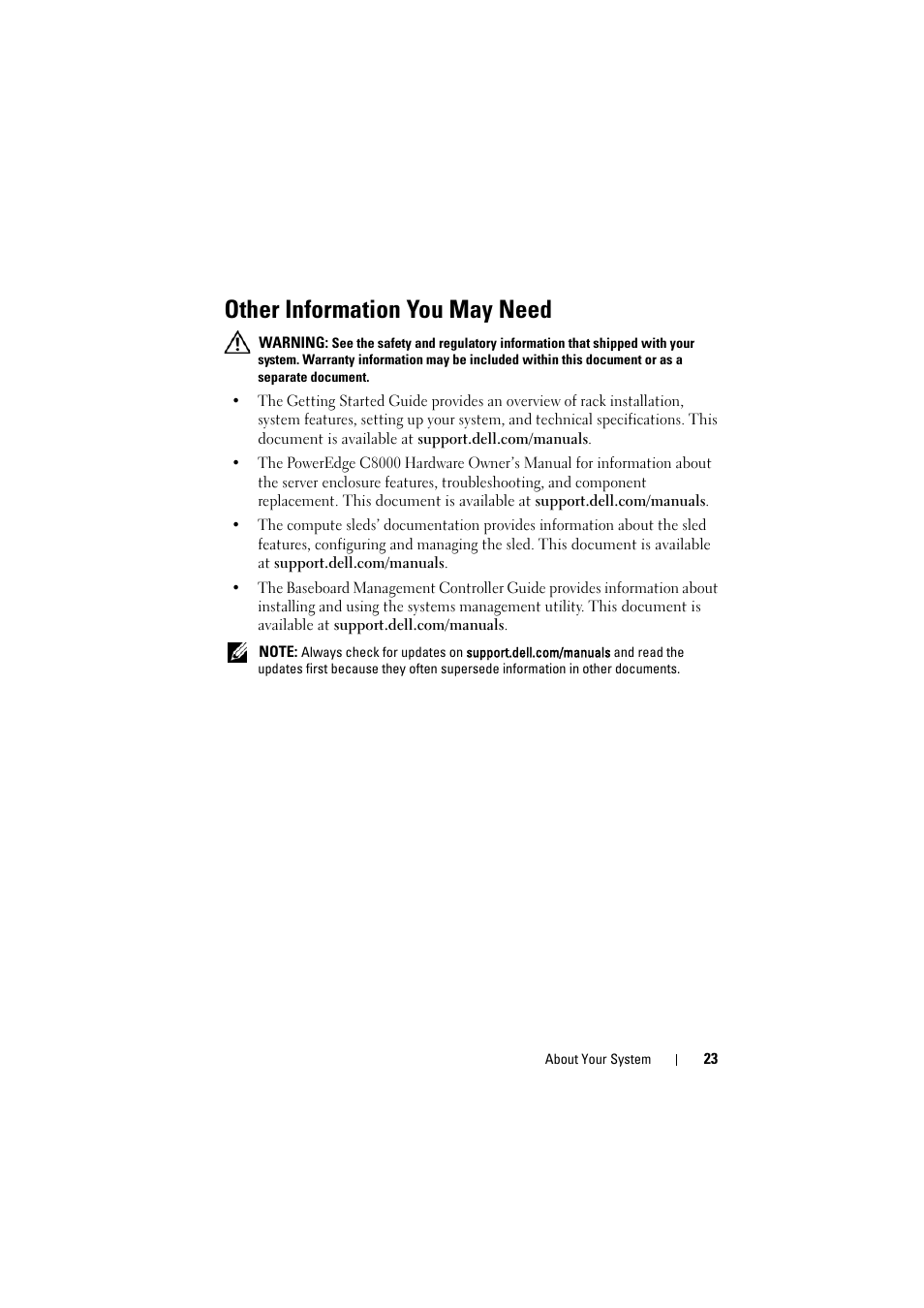 Other information you may need | Dell PowerEdge C8000 User Manual | Page 23 / 82