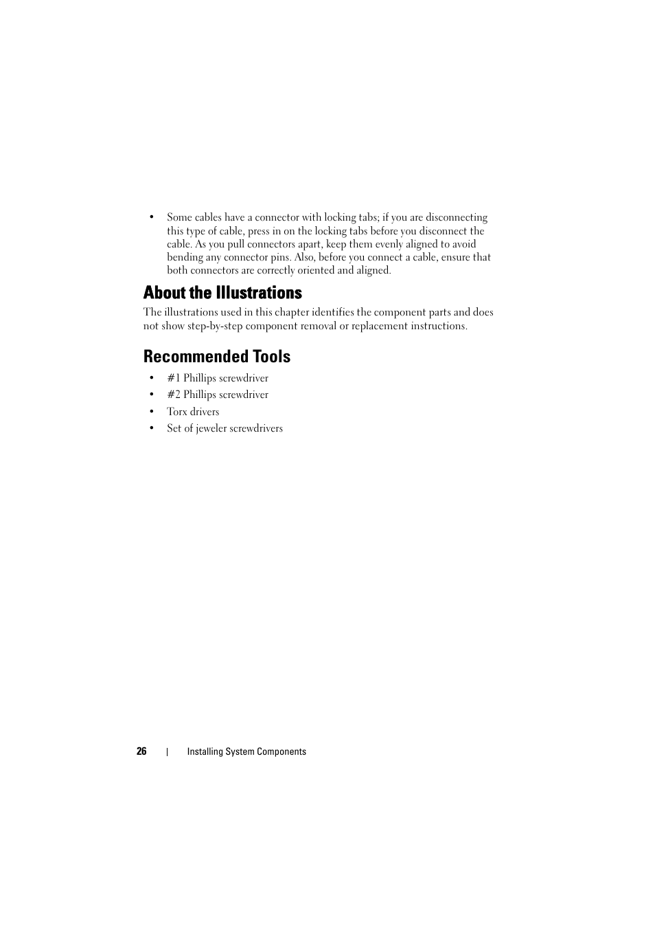 Recommended tools, About the illustrations | Dell PowerEdge C8000 User Manual | Page 26 / 82