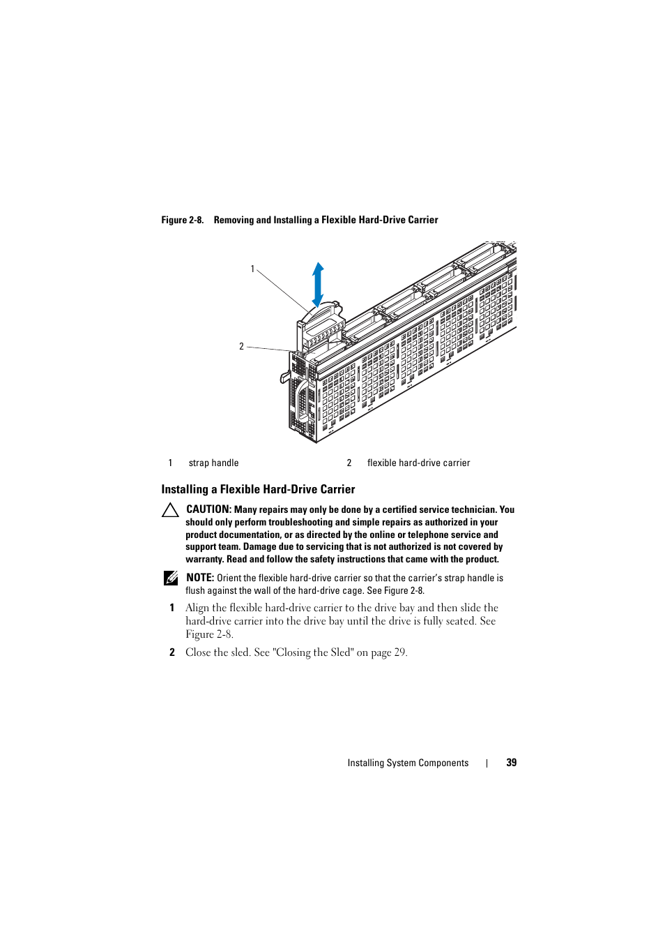 Installing a flexible hard-drive carrier | Dell PowerEdge C8000 User Manual | Page 39 / 82