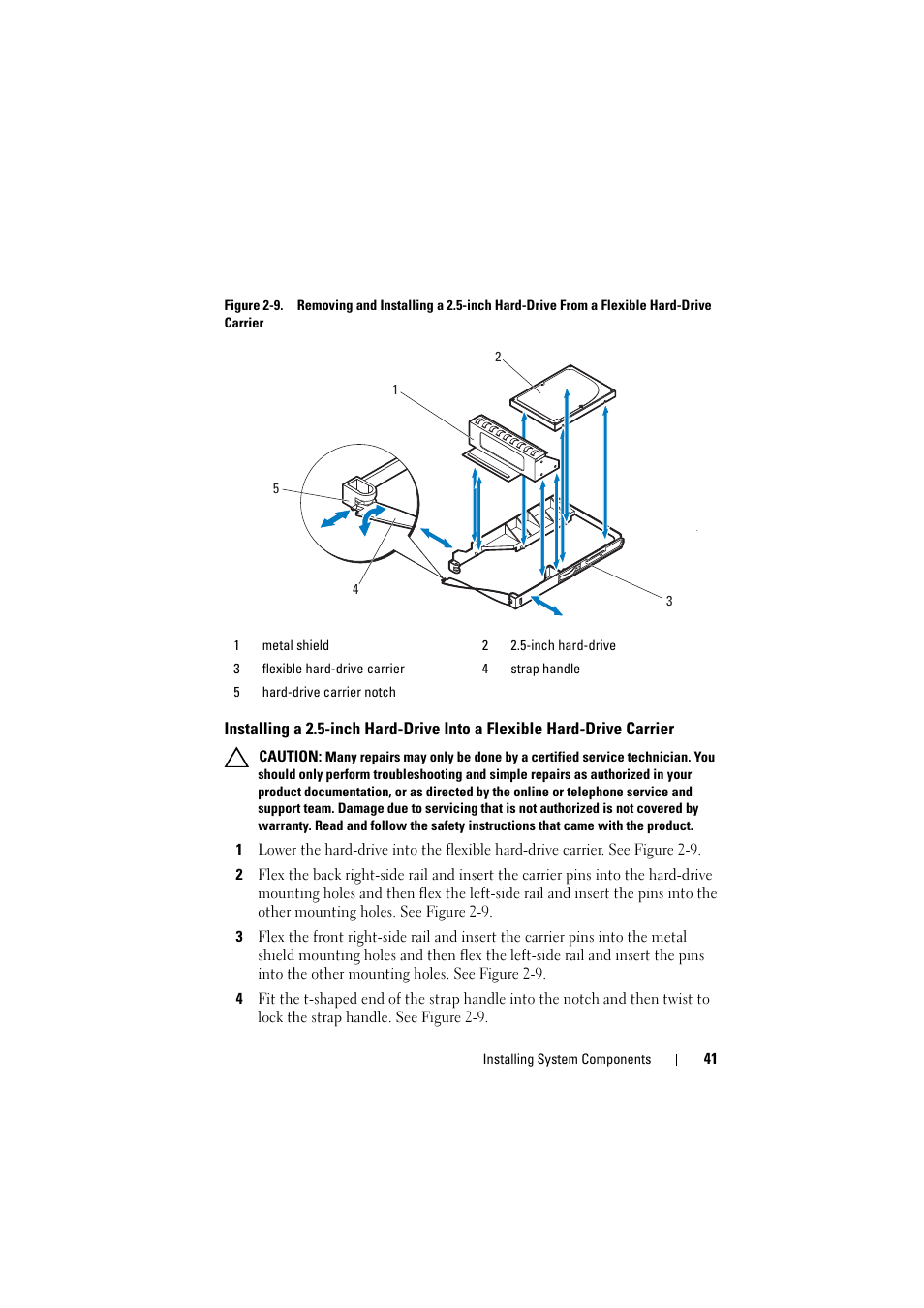 Installing a 2.5-inch hard-drive into, A flexible hard-drive carrier | Dell PowerEdge C8000 User Manual | Page 41 / 82