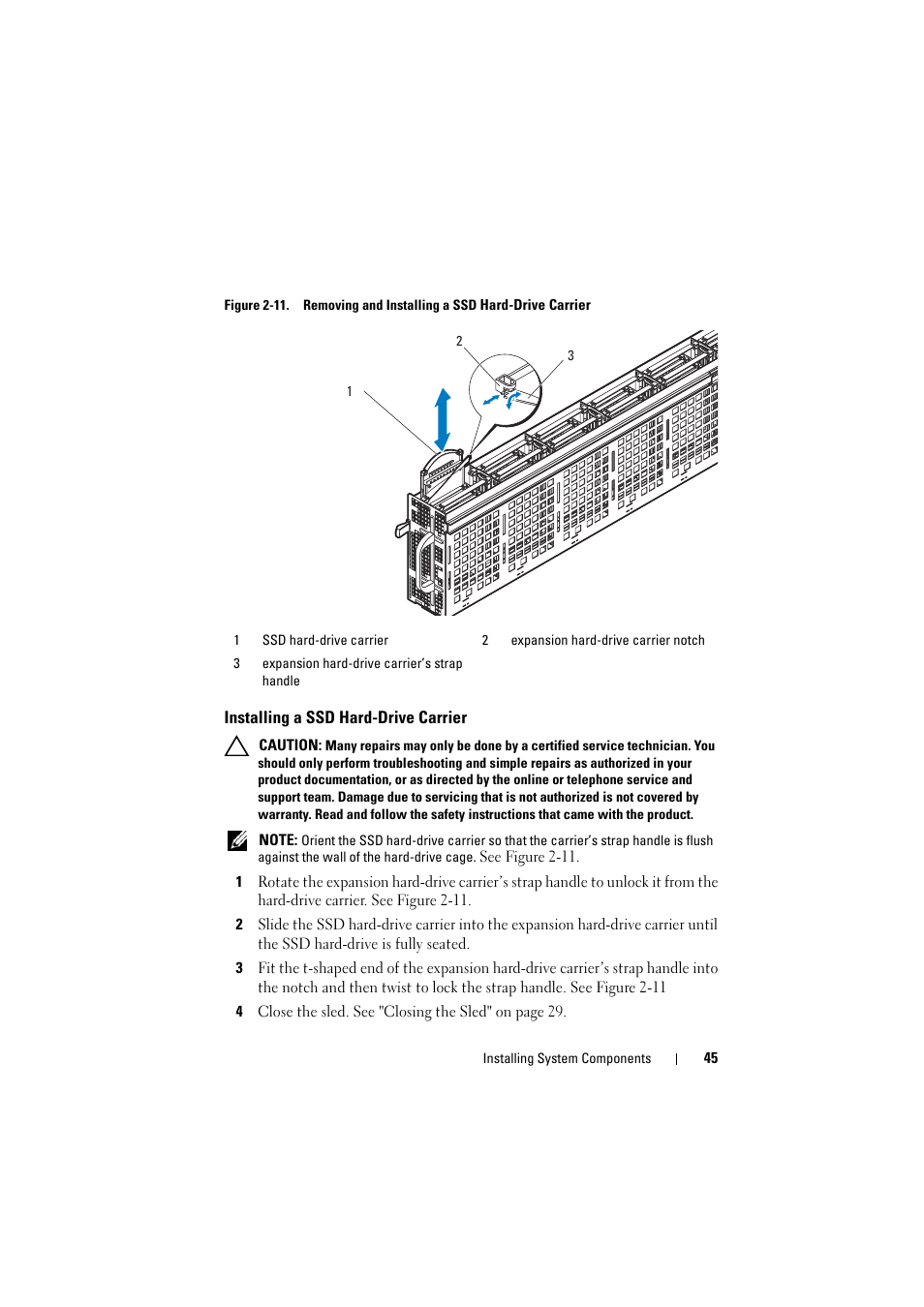 Installing a ssd hard-drive carrier | Dell PowerEdge C8000 User Manual | Page 45 / 82