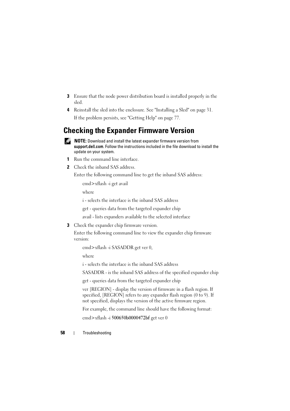Checking the expander firmware version | Dell PowerEdge C8000 User Manual | Page 58 / 82