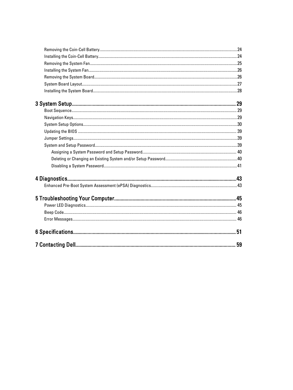 3 system setup, 4 diagnostics, 5 troubleshooting your computer | 6 specifications 7 contacting dell | Dell OptiPlex 9020 (Mid 2013) User Manual | Page 4 / 59
