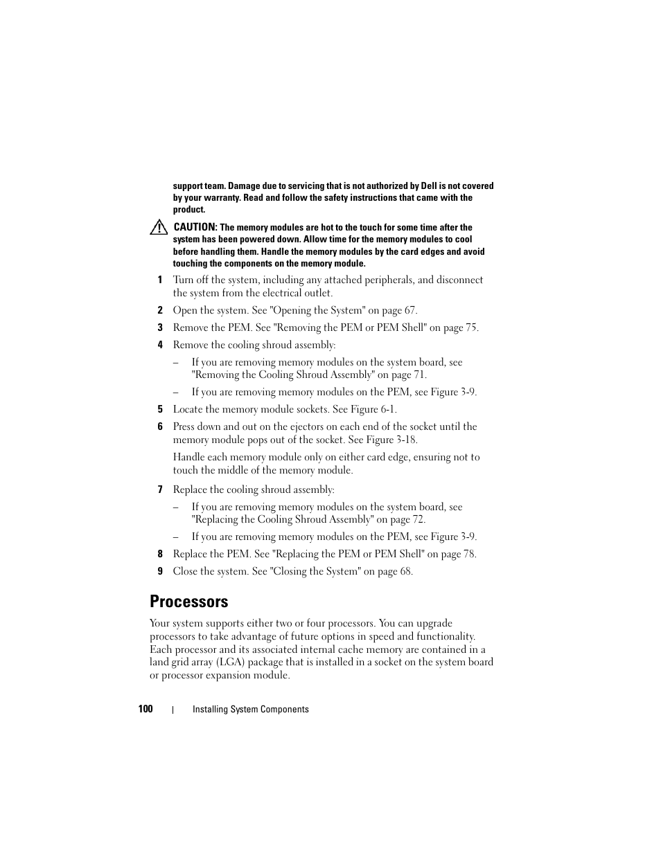 Processors | Dell PowerEdge R905 User Manual | Page 100 / 202