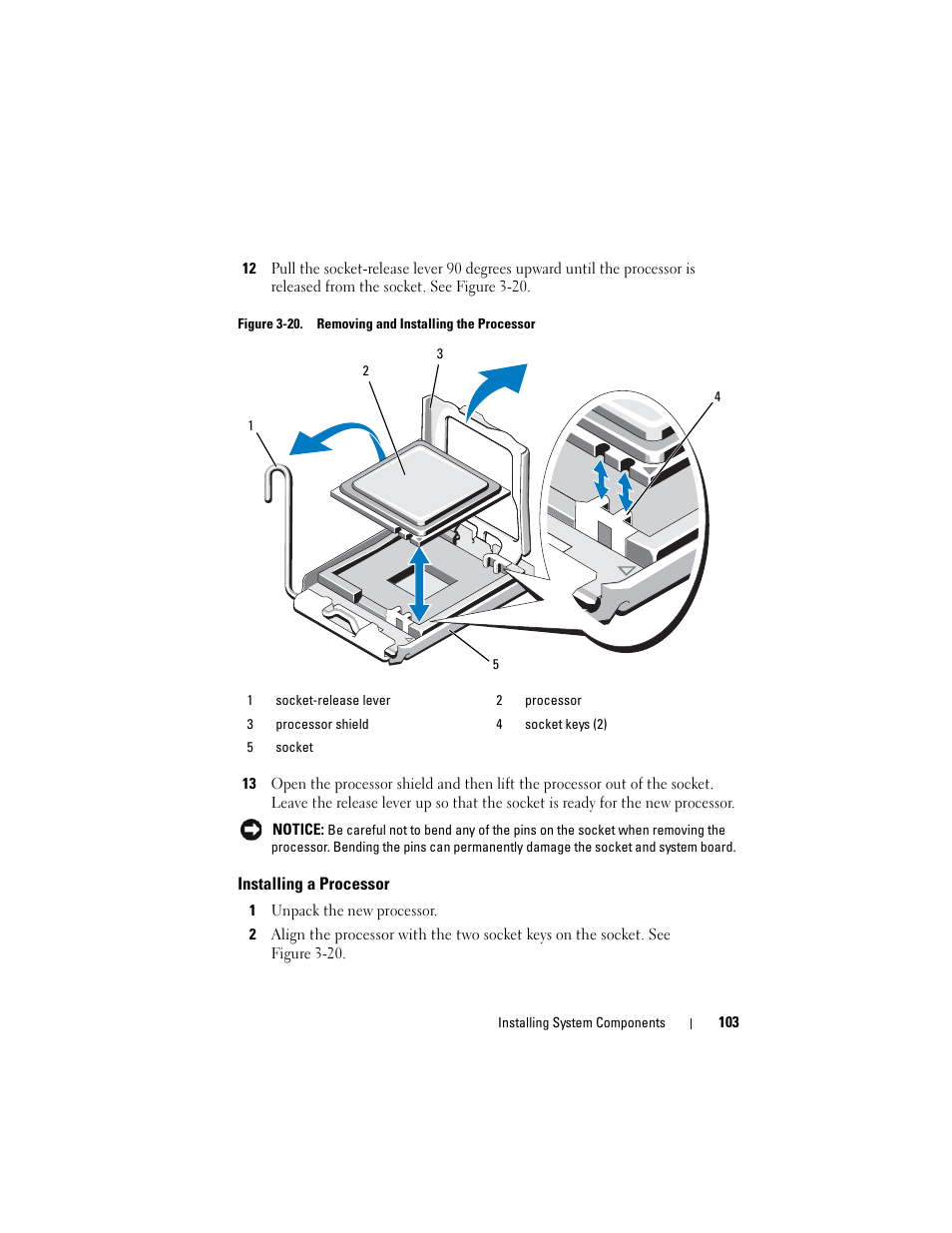 Installing a processor | Dell PowerEdge R905 User Manual | Page 103 / 202