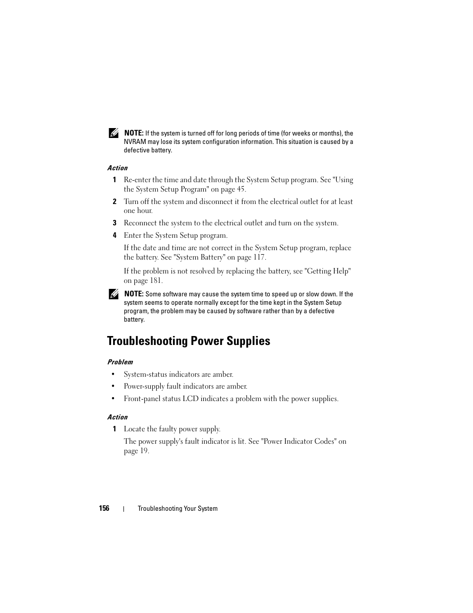 Troubleshooting power supplies | Dell PowerEdge R905 User Manual | Page 156 / 202