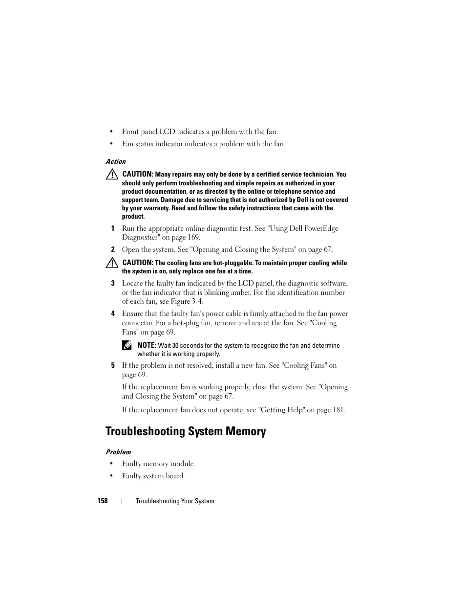 Troubleshooting system memory | Dell PowerEdge R905 User Manual | Page 158 / 202