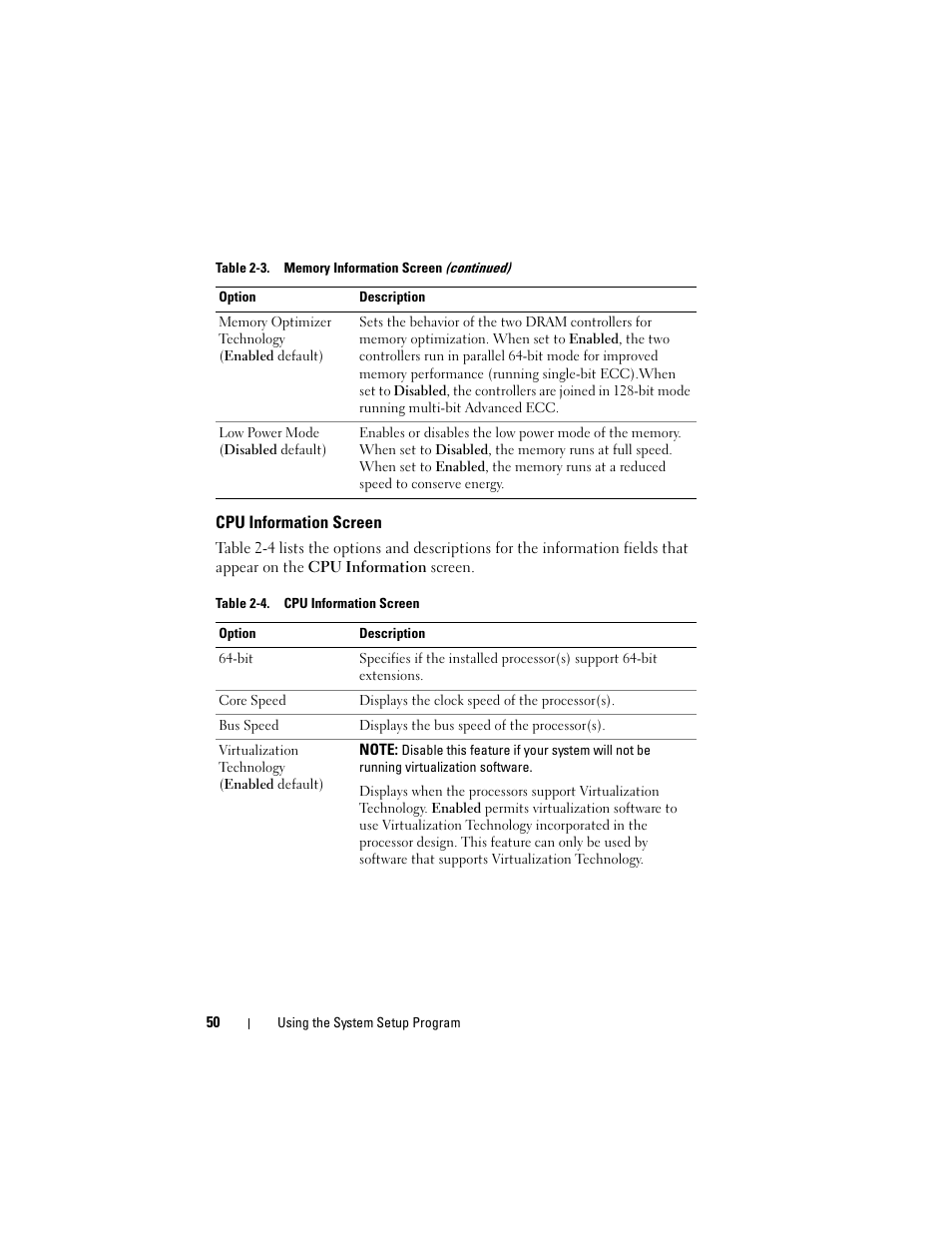 Cpu information screen | Dell PowerEdge R905 User Manual | Page 50 / 202