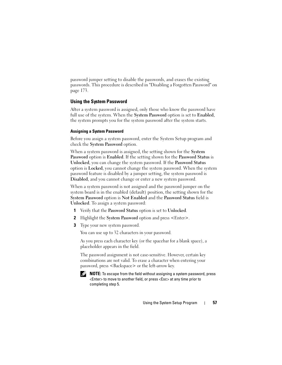 Using the system password | Dell PowerEdge R905 User Manual | Page 57 / 202