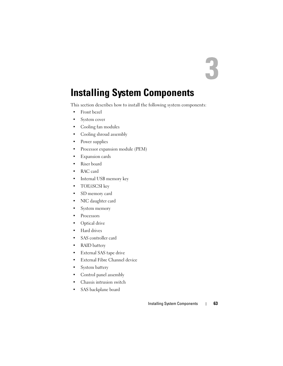 Installing system components | Dell PowerEdge R905 User Manual | Page 63 / 202