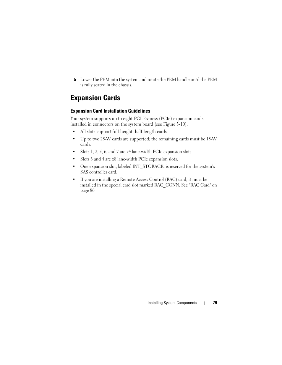 Expansion cards, Expansion card installation guidelines | Dell PowerEdge R905 User Manual | Page 79 / 202