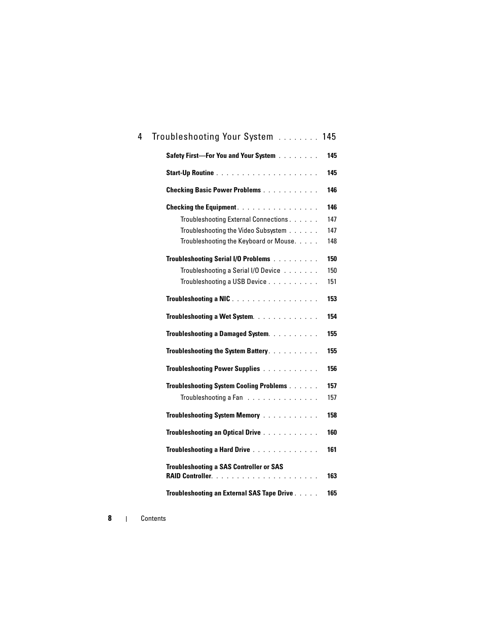 4troubleshooting your system | Dell PowerEdge R905 User Manual | Page 8 / 202