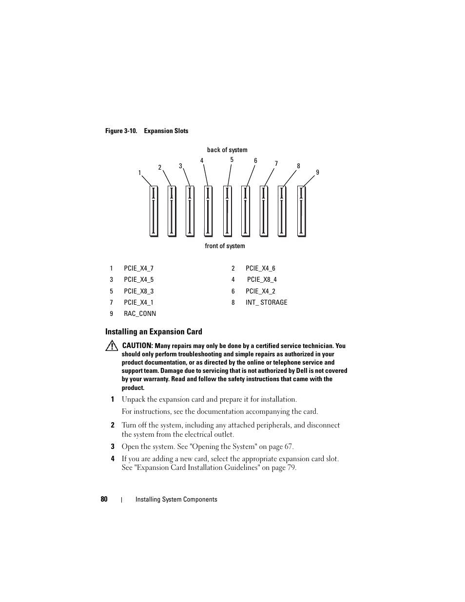 Installing an expansion card | Dell PowerEdge R905 User Manual | Page 80 / 202