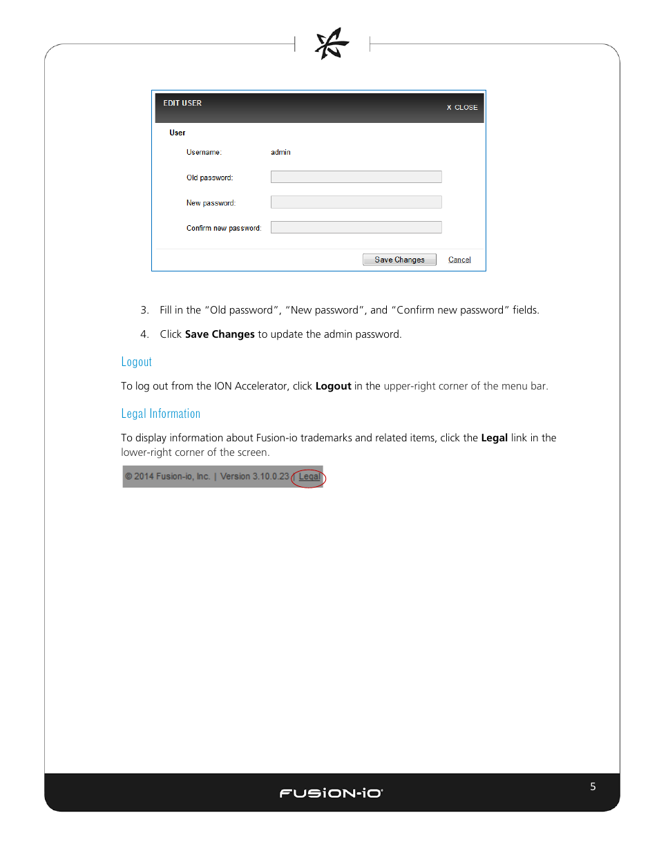 Logout, Legal information | Dell Acceleration Appliances for Databases User Manual | Page 11 / 102