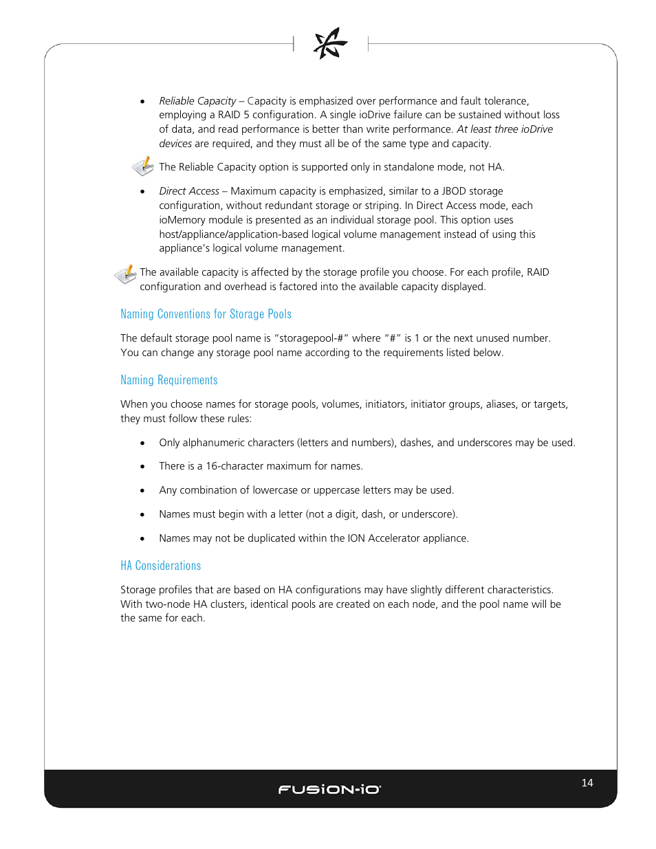 Naming conventions for storage pools, Naming requirements, Ha considerations | Dell Acceleration Appliances for Databases User Manual | Page 20 / 102
