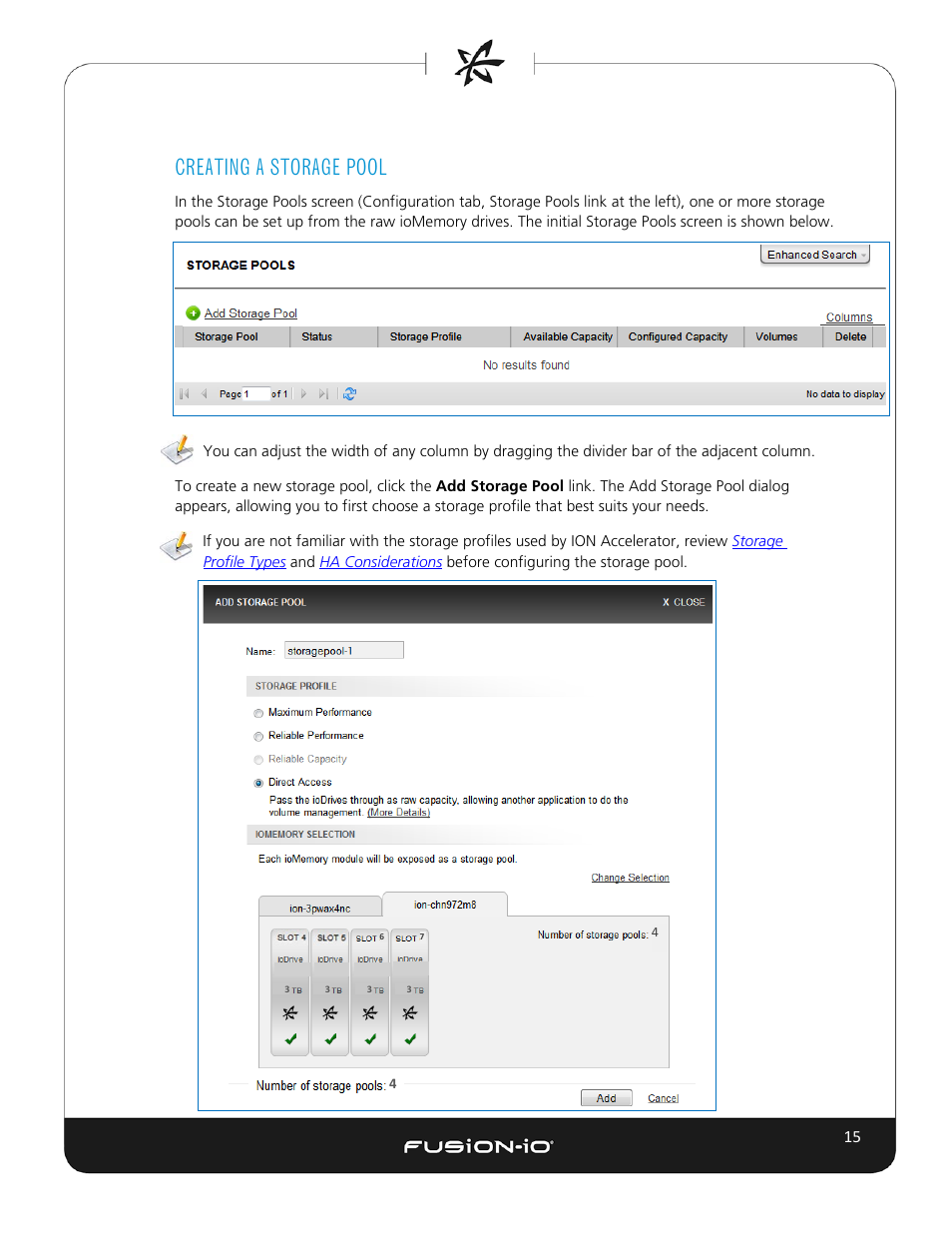 Creating a storage pool | Dell Acceleration Appliances for Databases User Manual | Page 21 / 102